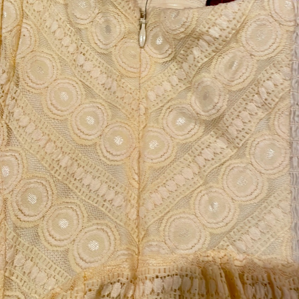 Guess Ivory White Lace Linear Dot Dress Smocked Back Mini V Neck Cotton 2 NWT - Picture 8 of 12